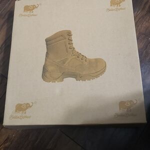 Tan High-Top Suede Boots with Rugged Sole